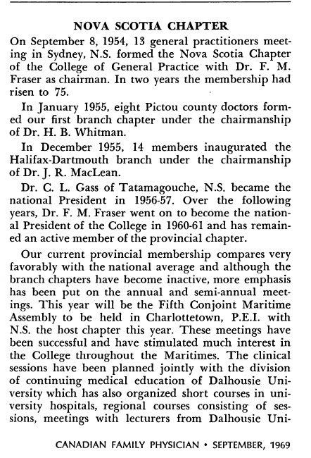 Lisez un bref historique de la section, de 1954 à 1969, par Dr J. A. Smith, secrétaire de la section
